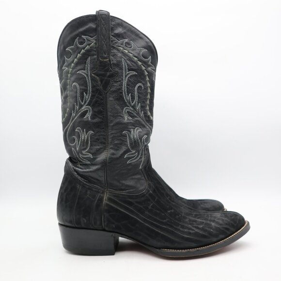 Cuadra Men's Mex 30.5 US 12 Black Western Cowboy Embroidered Pull On Boots - Picture 1 of 9